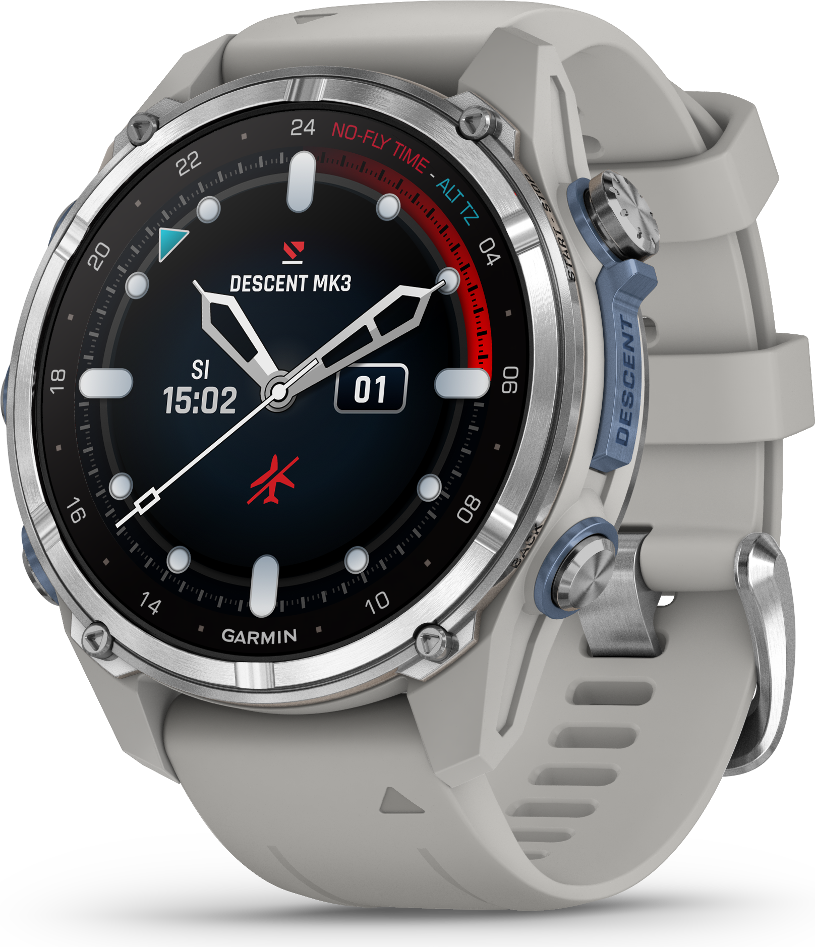 Garmin Descent Mk3 - 43 mm Passivated Steel/Fog Gray