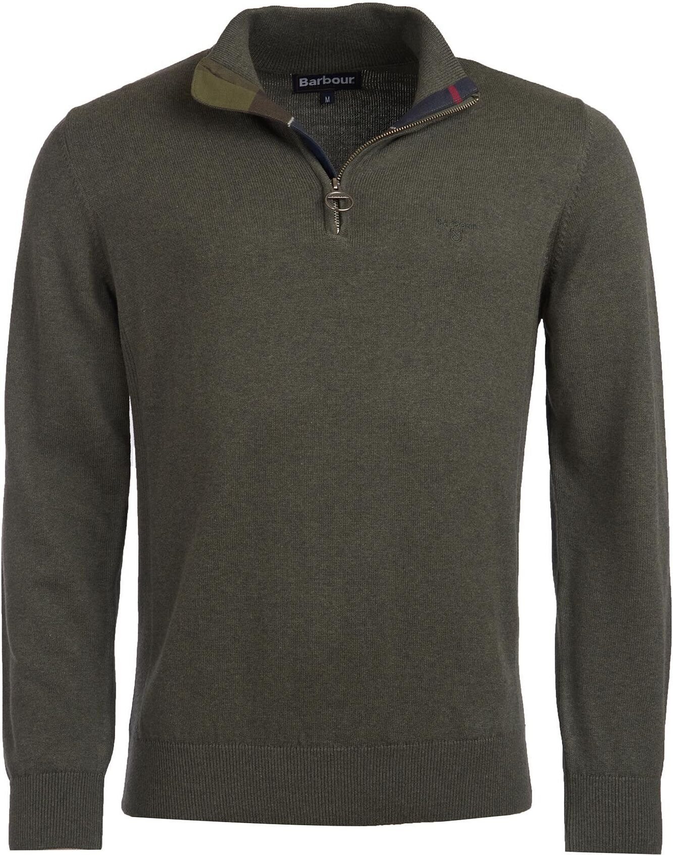 Barbour Cotton Half Zip Knitted Jumper Mens Olive Marl