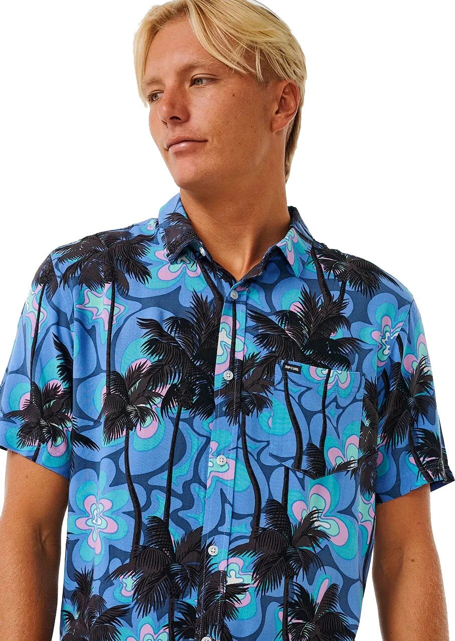 Rip Curl Barrel Killa Short Sleeve Shirt Mens Blue Yonder