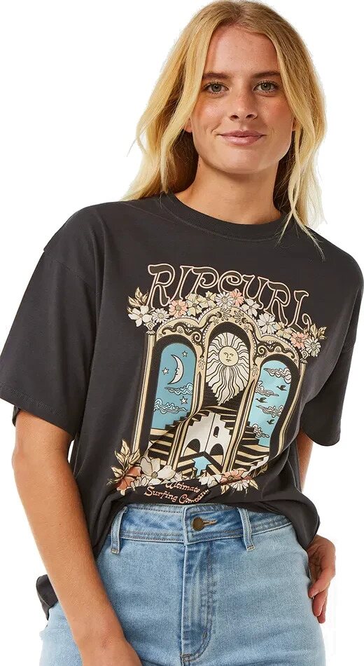Rip Curl Tropical Tour Heritage Tee Womens Washed Black
