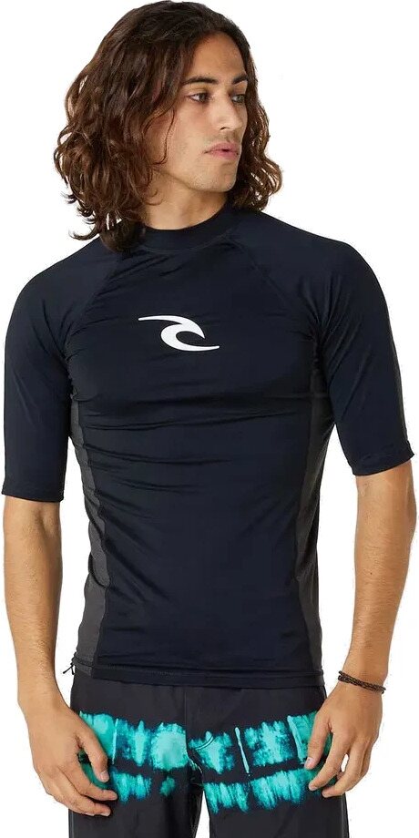 Rip Curl Waves UPF Performance Short Sleeve Mens Black (2024)