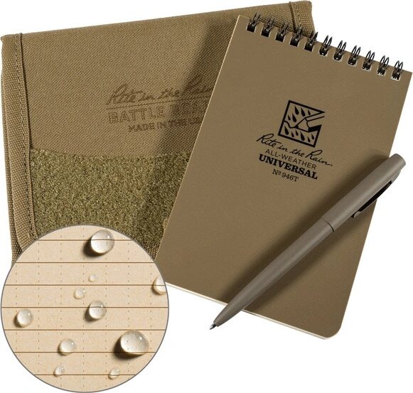Rite in the Rain Tri-Fold Notebook Kit 4" x 6" Tan