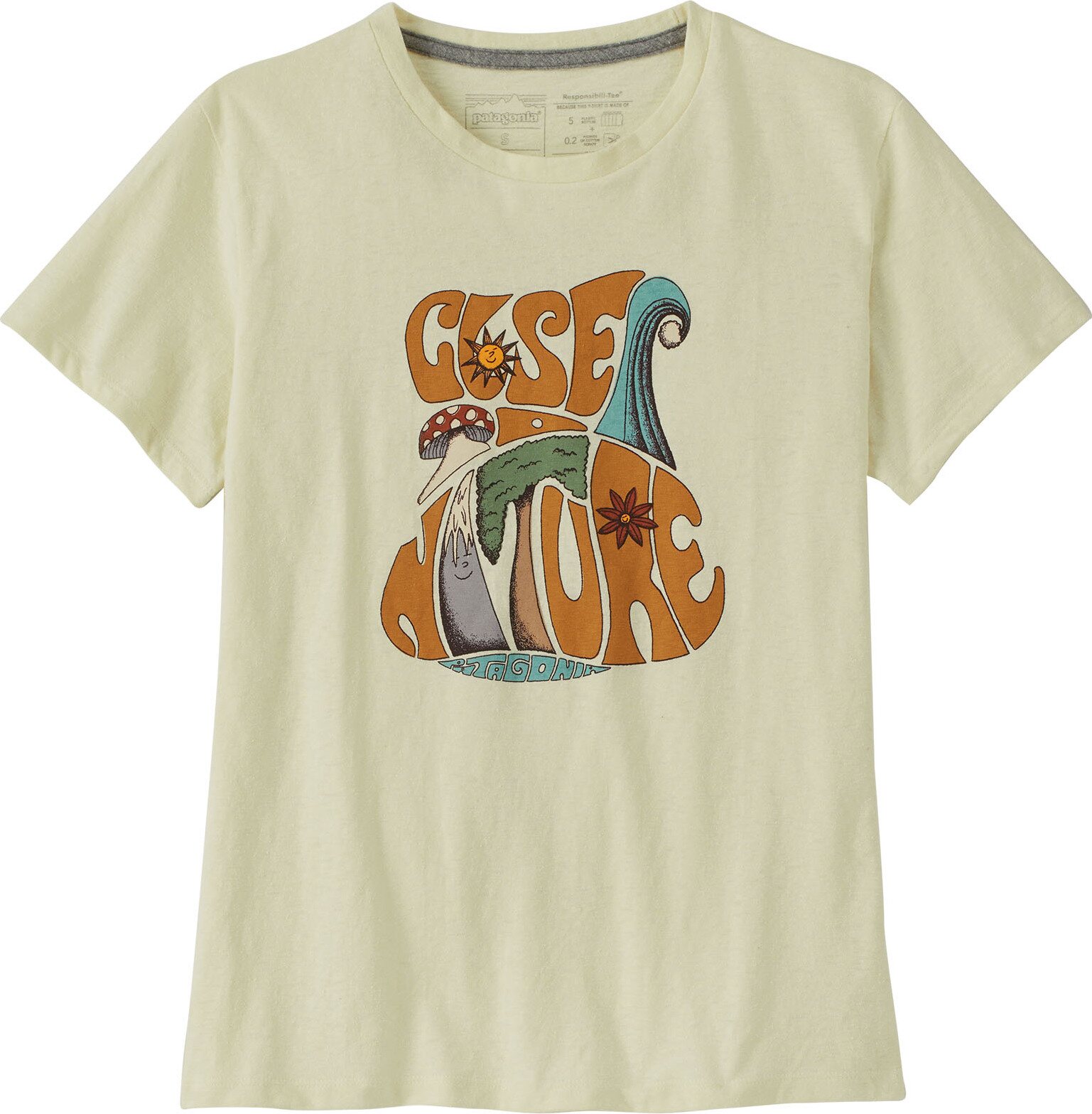 Patagonia 50 Year Responsibili Tee Womens Closer to Nature: Birch White
