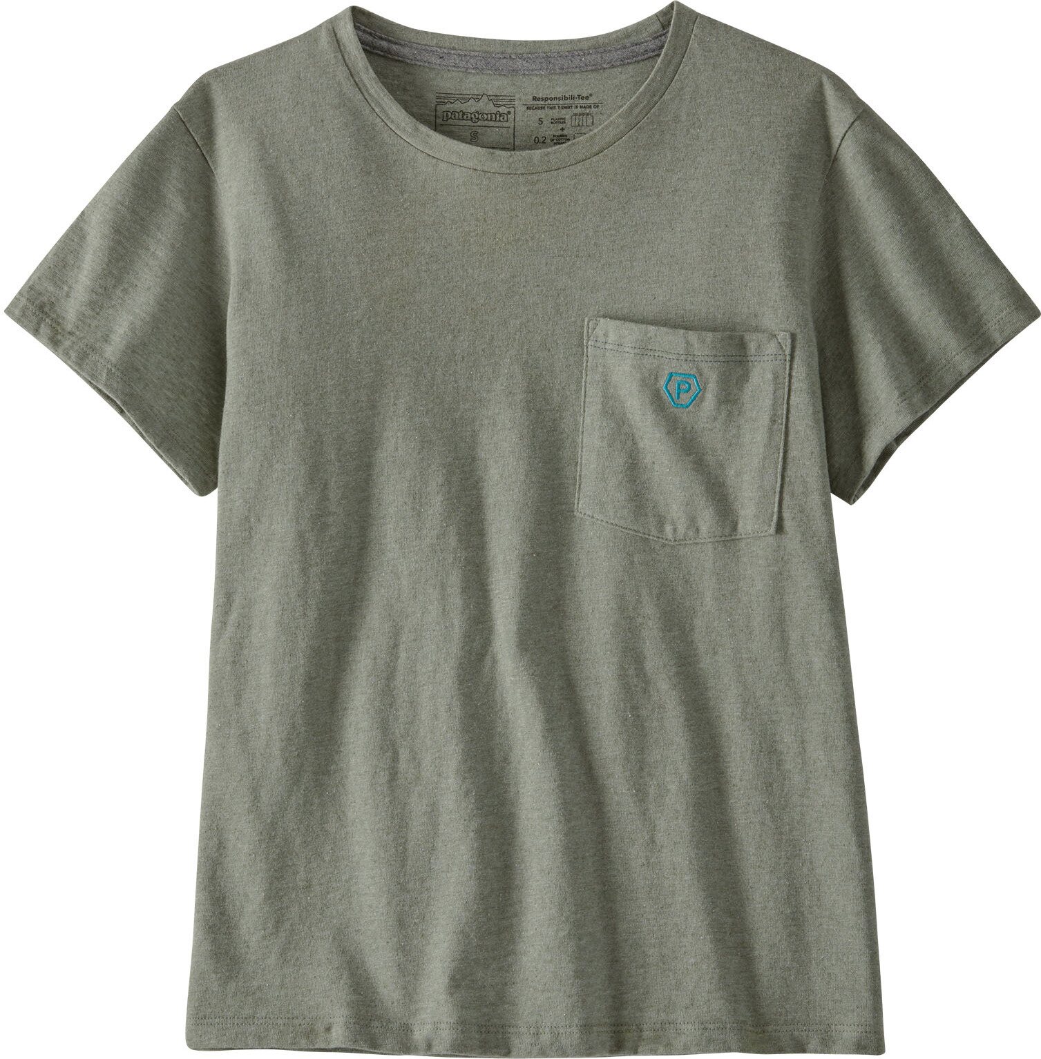 Patagonia Clean Climb Bloom Pocket Responsibili-Tee Womens Sleet Green