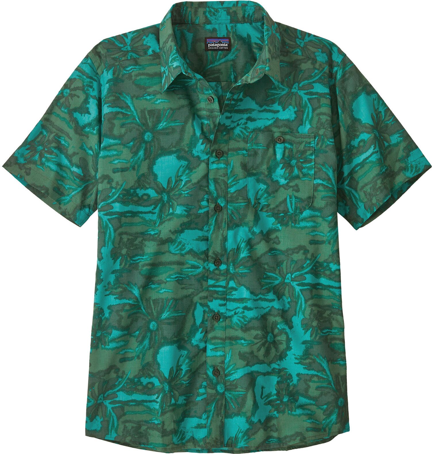 Patagonia Go To Shirt Mens Cliffs and Waves: Conifer Green