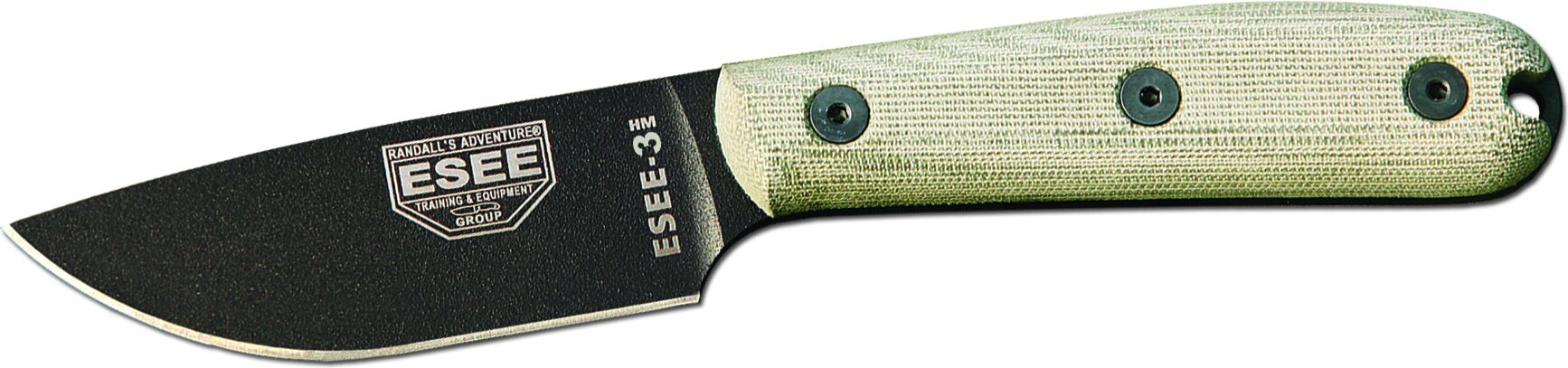 ESEE Knives Esee-3HM Black Blade w/ Micarta Handle Plain Edge / Black Blade / Brown Leather Sheath