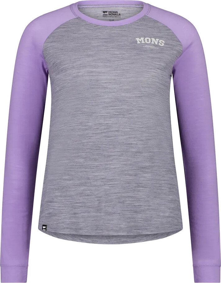 Mons Royale Icon Merino Raglan Long Sleeve Womens Grey Heather / Lupin