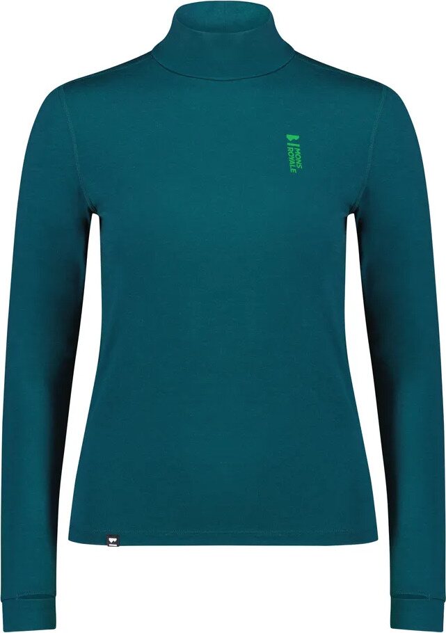 Mons Royale Cascade Merino Base Layer Mock Neck Long Sleeve Womens Evergreen