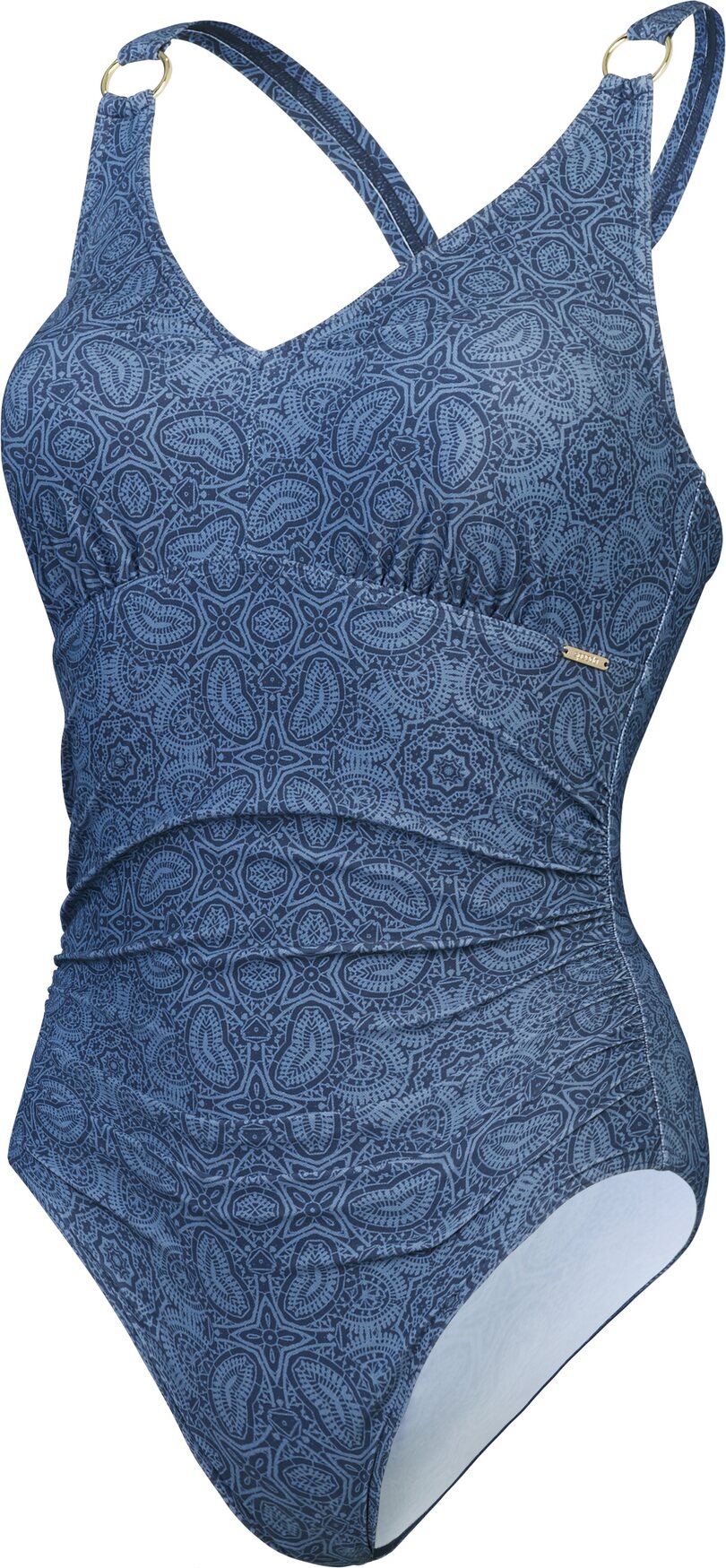 Speedo Shaping Printed V Neck 1 Piece Womens Spruce Blue / Washed Blue