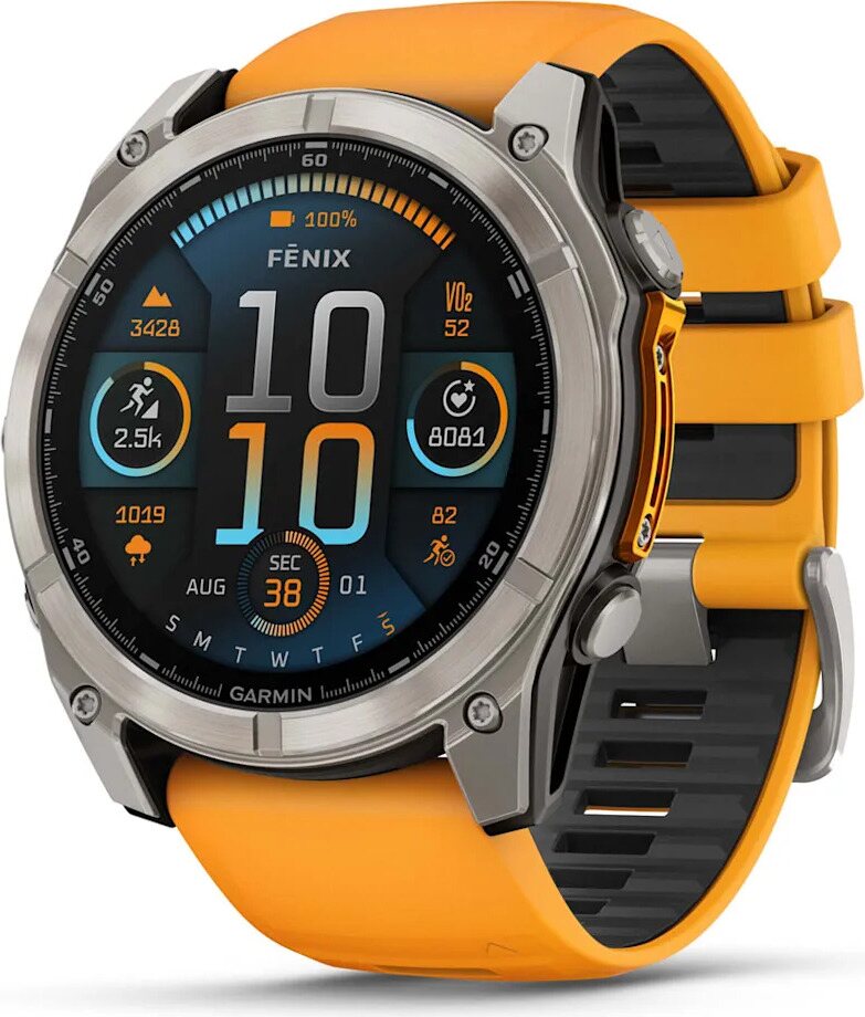 Garmin Fenix 8 Sapphire Amoled 51mm Ti/Graphite w Graphite/Spark Orange Band