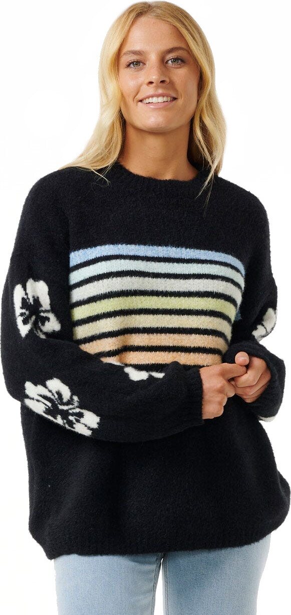 Rip Curl High Tide Hibiscus Stripe Crew
 Womens Black