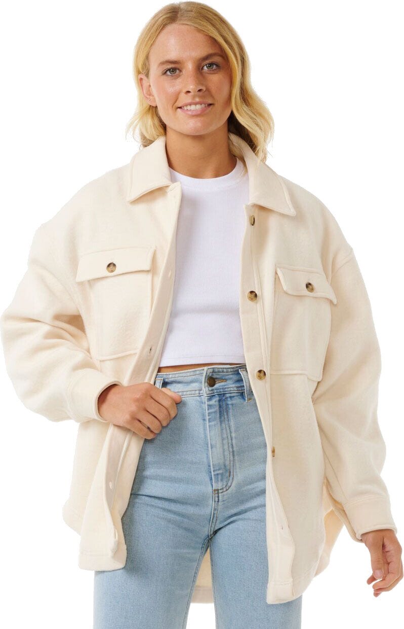 Rip Curl High Tide Fleece Shacket Womens Off White