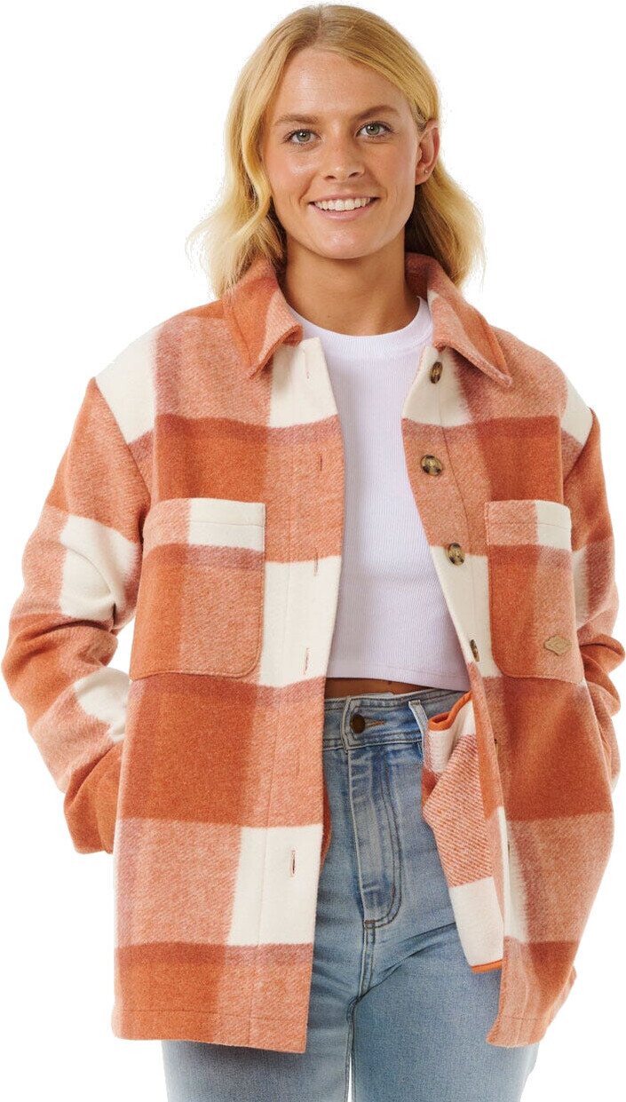 Rip Curl Soleil Check Shacket Dark Rust