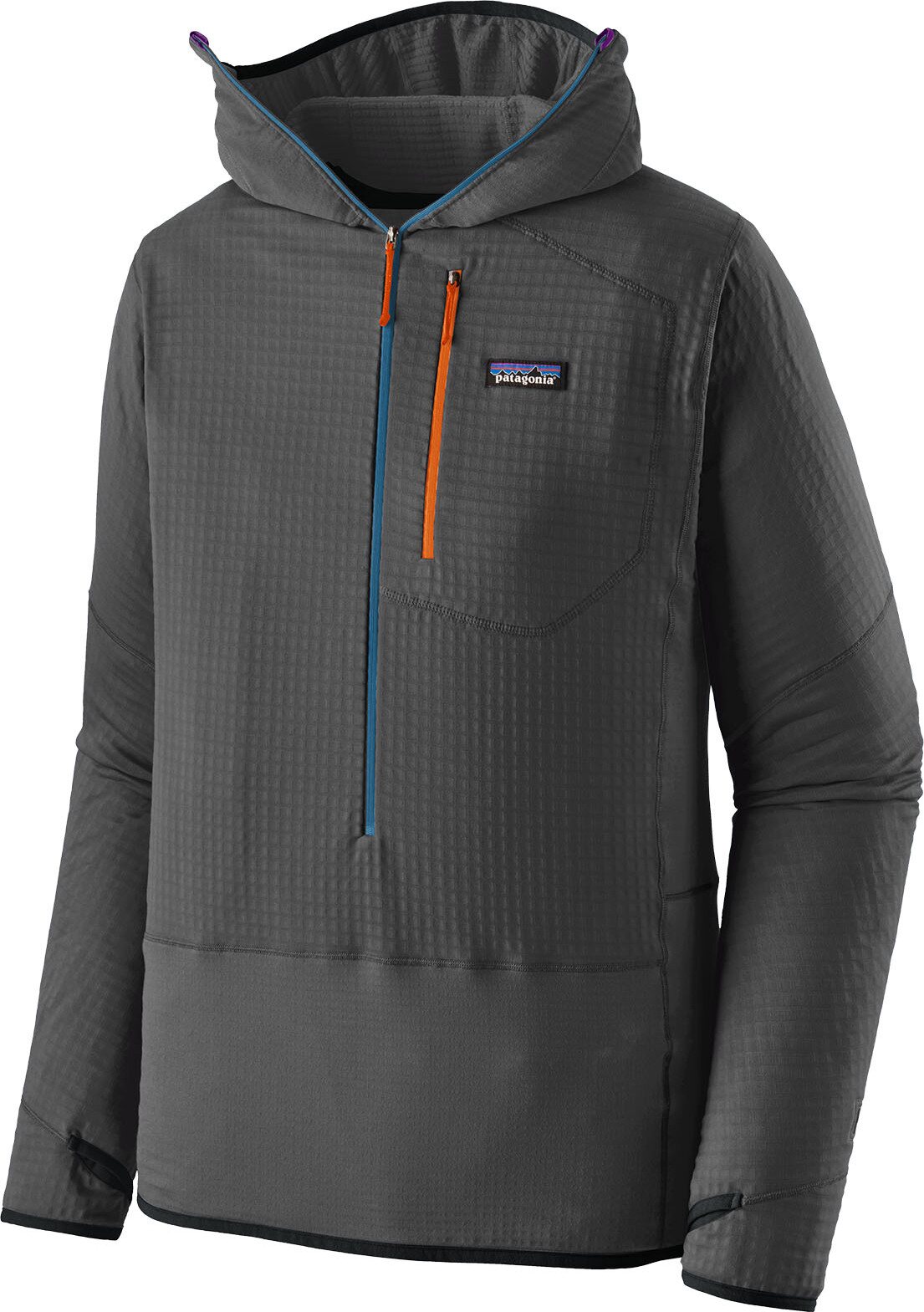 Patagonia R1 Pullover Hoody Mens Forge Grey / Endless Blue