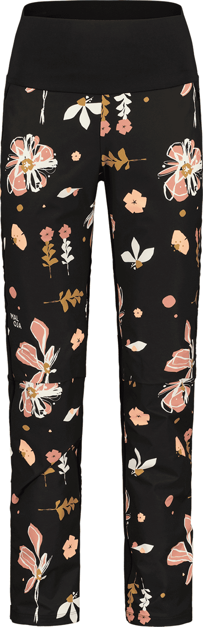 Maloja RobinieM. Printed Hybrid Softshell Pants Womens Deep Black Flora