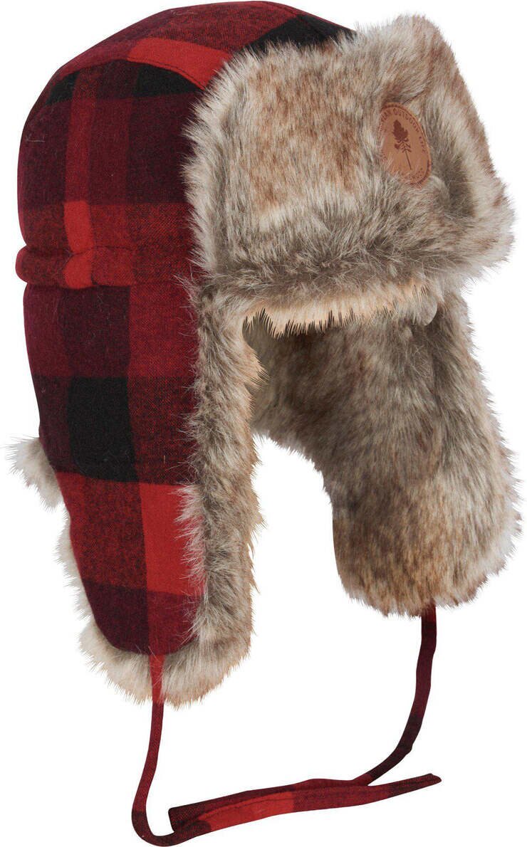 Pinewood Classic Checked Fur Hat Red / Black