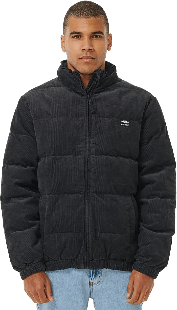 Rip Curl Rincon Cord Puffer Jacket Mens Washed Black