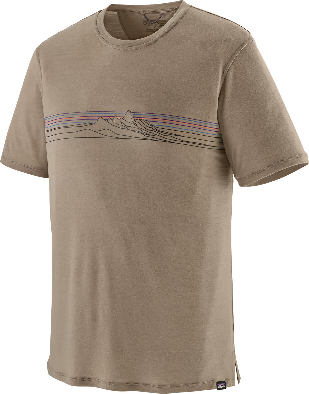 Patagonia Cap Cool Merino Blend Graphic Shirt Mens Strata Stripe: Seabird Grey