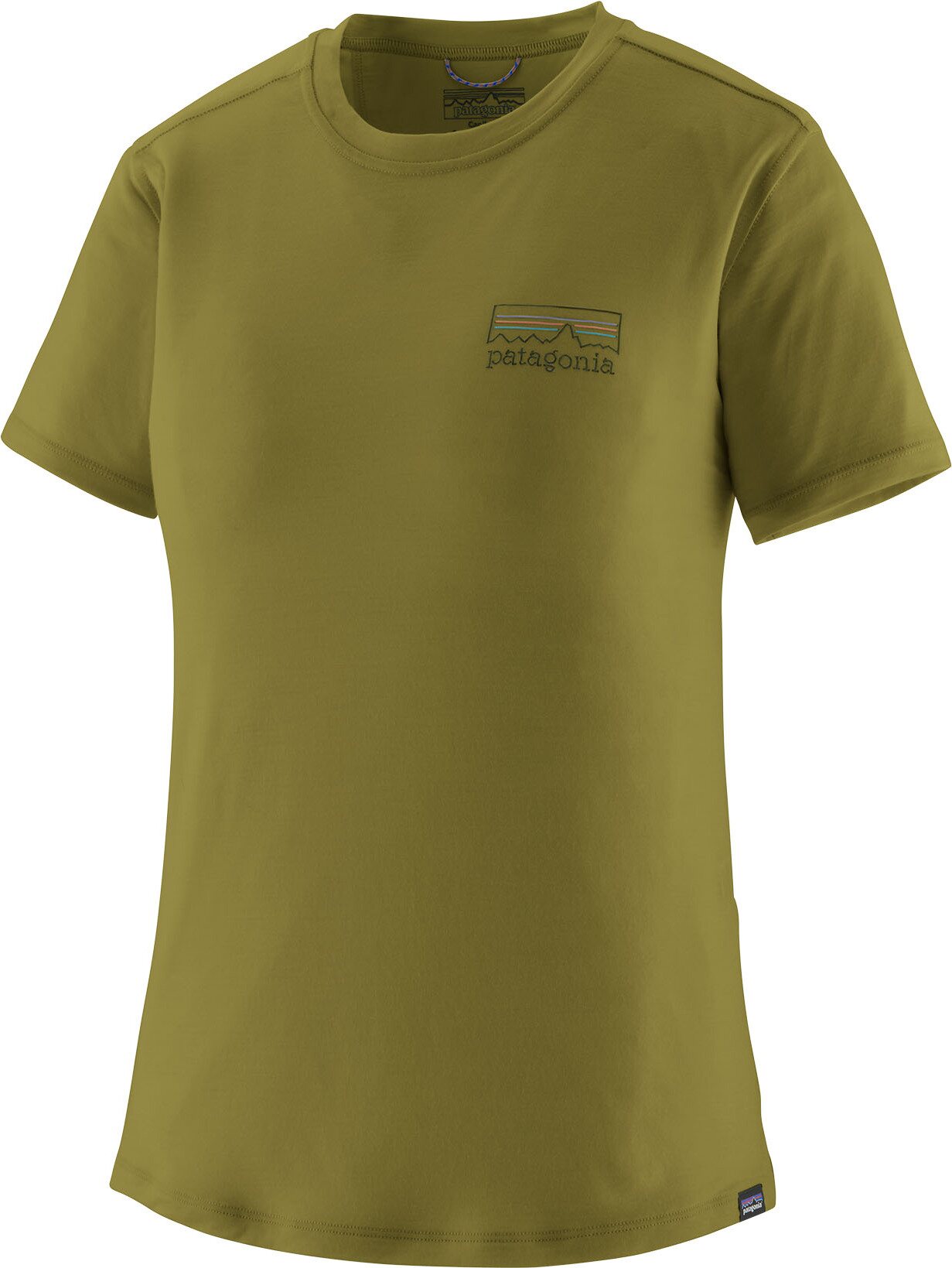 Patagonia Cap Cool Merino Blend Graphic Shirt Womens Fitz Roy Strata: Graze Green