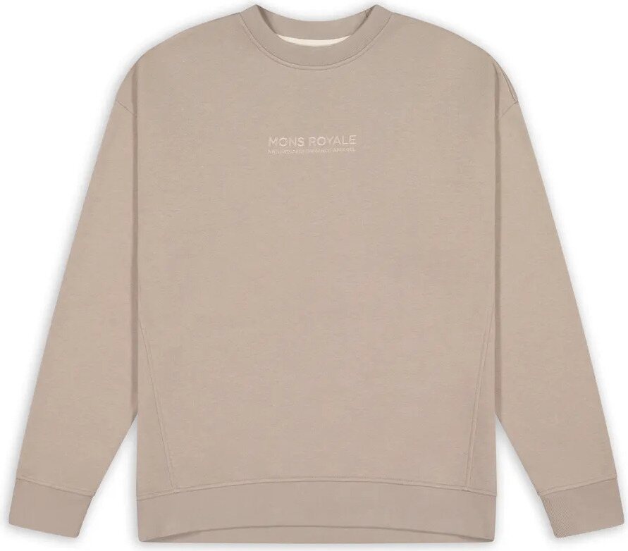 Mons Royale Verdant Merino Cotton Crew Unisex Taupe