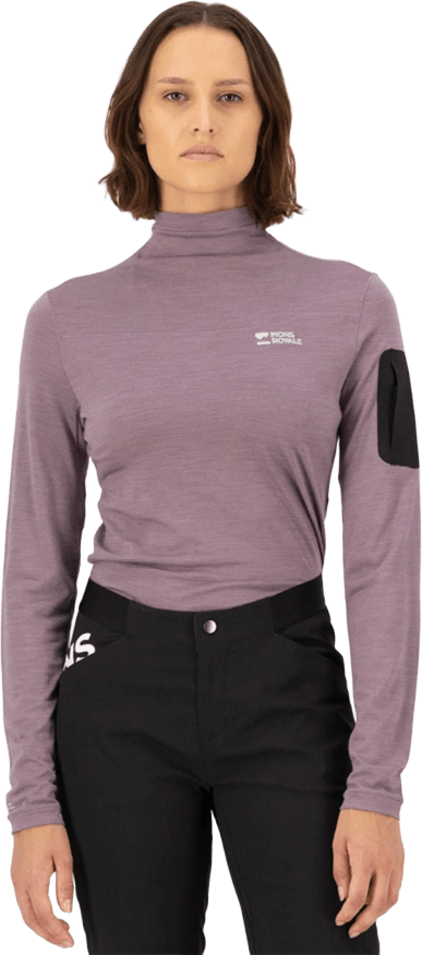 Mons Royale Diversion Merino Mock Neck Long Sleeve Womens Mauve