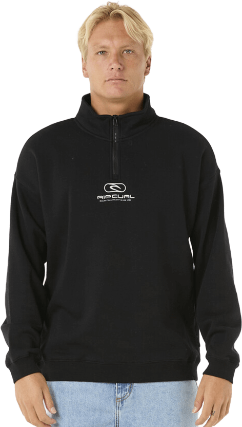 Rip Curl Pill Icon 1/4 Zip Crew Mens Black