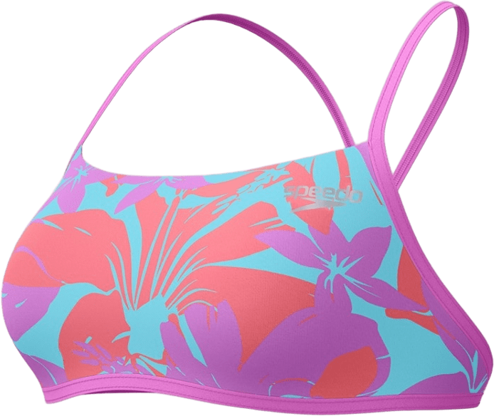 Speedo Allover Digital Cross Back Crop Top Kaluna Floral/Arctic Glass