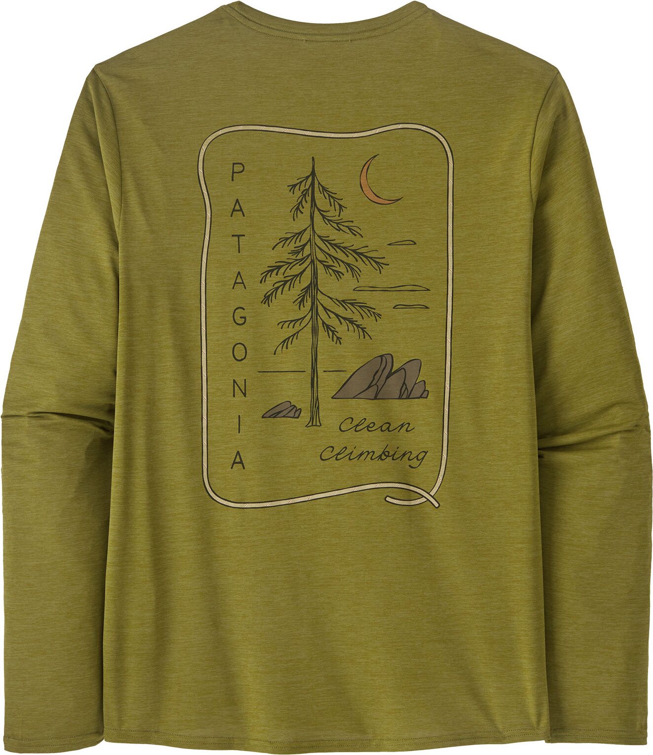 Patagonia Long-Sleeved Cap Cool Daily Graphic Shirt - Lands Mens Clean Climb Roots: Graze Green X-Dye