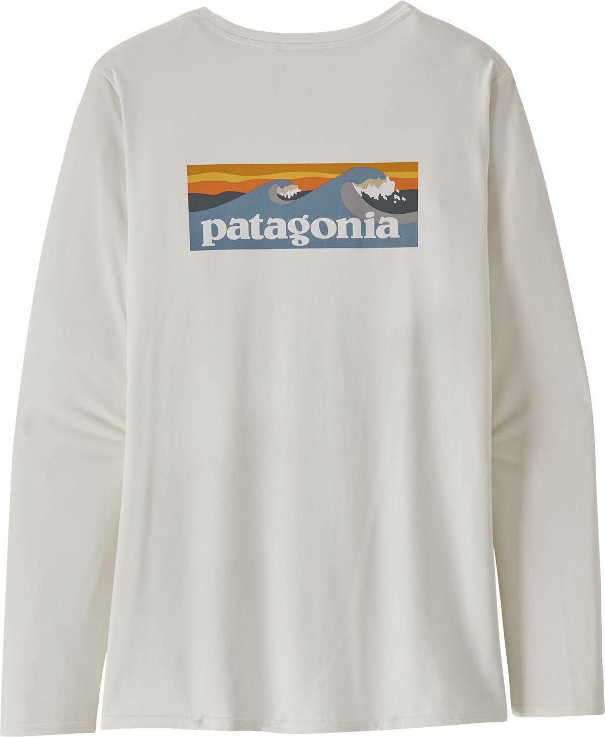 Patagonia Long-Sleeved Cap Cool Daily Graphic Shirt - Waters Womens Boardshort Logo Light Plume Grey: White