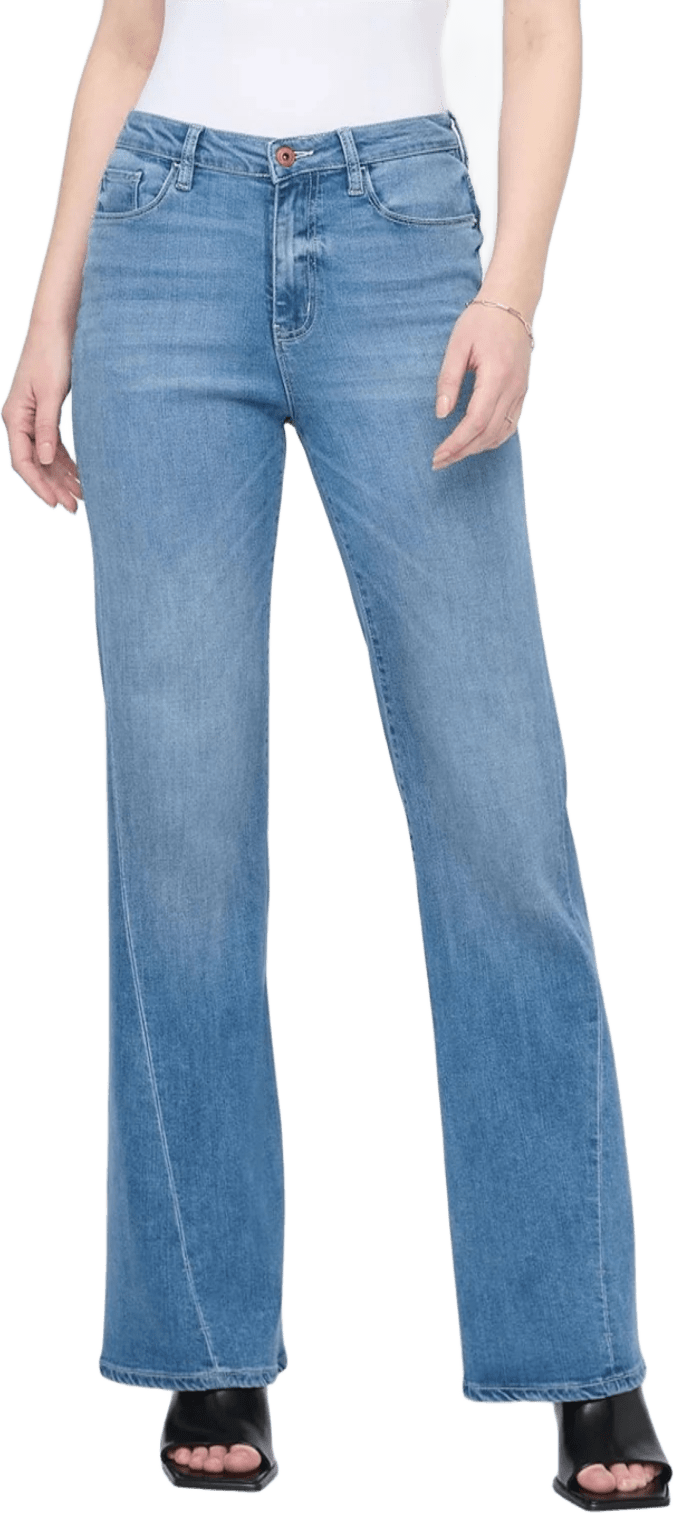 Duer No Sweat Denim High Rise Wide Leg Womens Pacific