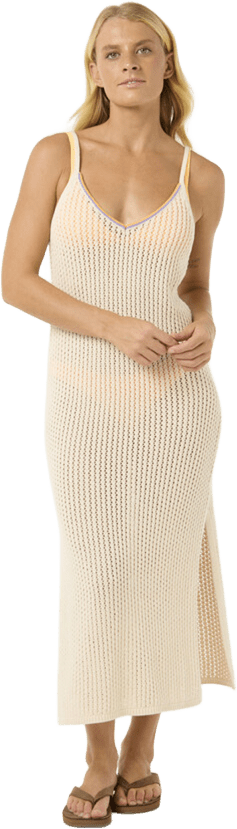 Rip Curl Cala Vadella Crochet Dress Womens Off White
