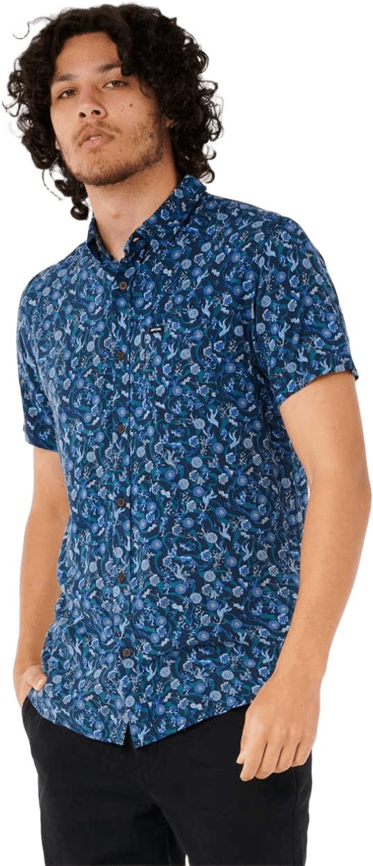 Rip Curl Fun Times Short Sleeve Shirt Mens Washed Navy