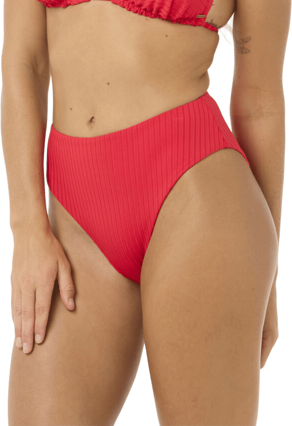 Rip Curl Premium Surf Retro High Good Coverage Bikini Bottom Hibiscus Red
