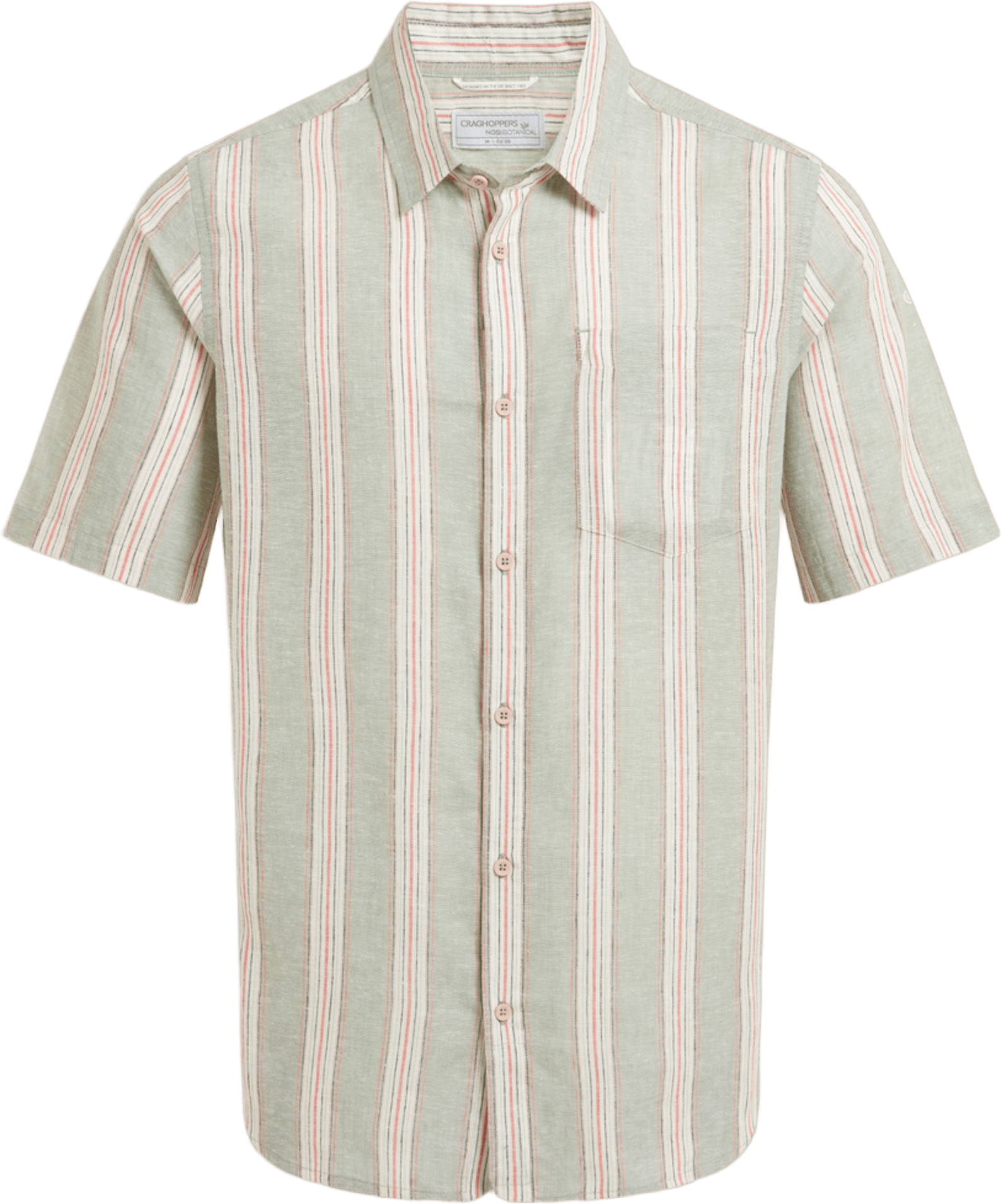 Craghoppers Argino Short Sleeved Shirt Mens Lichen Green Stripe