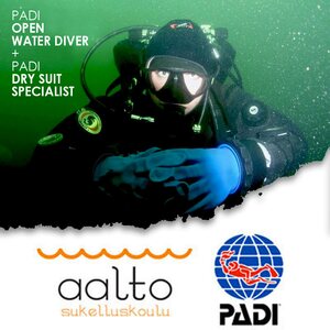 PADI Open Water Diver - laitesukelluksen peruskurssi kuivapukuluokituksella (OWD+Dry Suit Specialty)