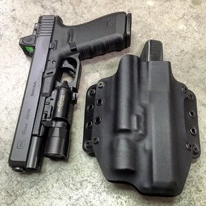 BlackPoint Tactical Leather Wing Holster, 1.75" belt loops, with Light, RDS Cut