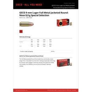 Geco 9 mm Luger FMJ RN 8 g Special Selection 50 pcs