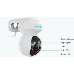 Reolink E1 Outdoor 5MP PTZ Auto Tracking AI WiFi kamera LED-kohdevaloilla
