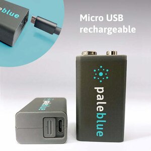 Pale Blue 9V USB Rechargeable Smart Batteries