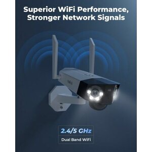 Reolink Duo Wifi battery powered 2x4MP AI camera for outdoor use with LED-spotlights