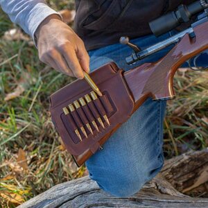 Allen Westcliff Leather Buttstock Cartridge Carrier with Cheek Piece