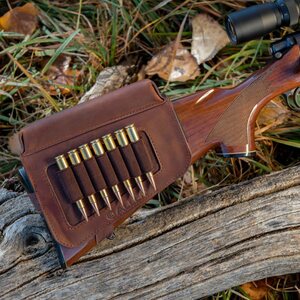 Allen Westcliff Leather Buttstock Cartridge Carrier with Cheek Piece