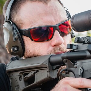 Magpul Ascent Eyewear, Polarized - Black Frame, Gray Lens/Red Mirror