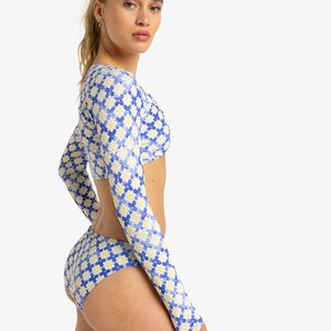 Roxy Artsy Tile Long Sleeves Crop Surf Top Womens