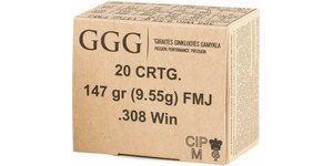 GGG .308 Win 9,55g/147grs FMJ 20 uds