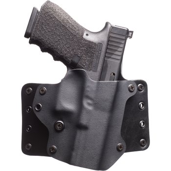 BlackPoint Tactical Leather Wing Holster 1.75" belt loops, Canted, OD Green Kydex / Black Leather, SIG P320C RX, Right