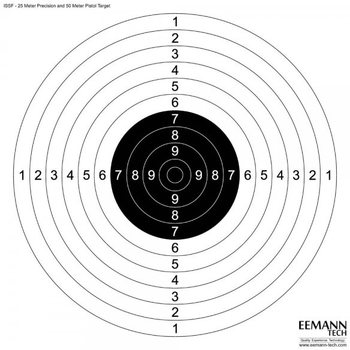 Eemann Tech ISSF 25m Precision & 50m Pistol Target 10 pcs