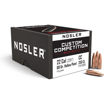 Nosler 22 Cal 69gr Custom Competition HPBT (250 kpl)