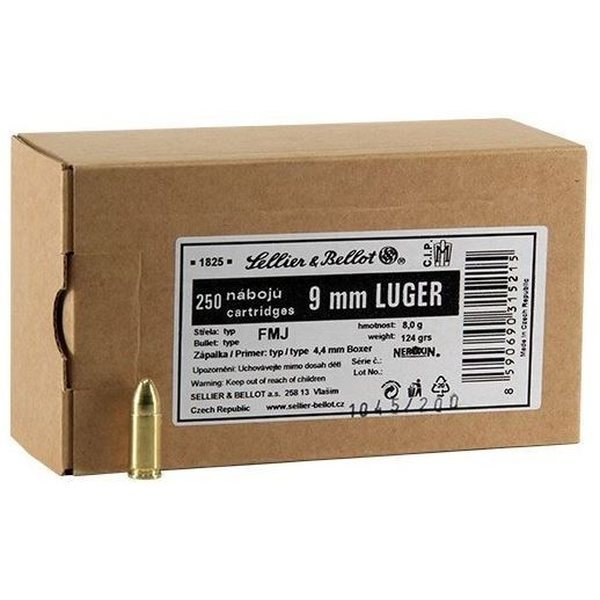 Sellier & Bellot 9mm Luger FMJ 8,0g 250kpl