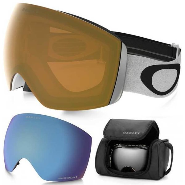 Oakley Flight Deck XM Special Package Deal, Matte White w/ Persimmon + Prizm Sapphire Iridium + Soft Goggle Case